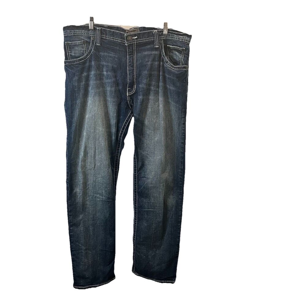 Decree Men 38x32 Flex Denim Straight Leg Design Pocket Jeans Dark Wash